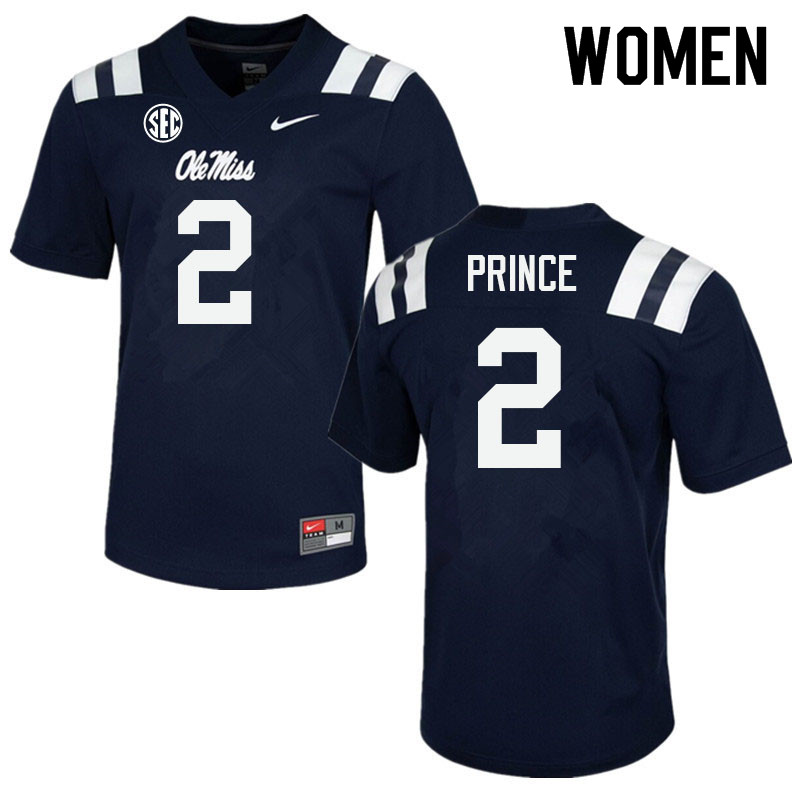 Women #2 Deantre Prince Ole Miss Rebels College Football Jerseys Sale-Navy - Click Image to Close
